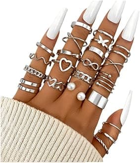 FAXHION Gold Knuckle Rings Set for Women Girls Snake Chain Stacking Ring Vintage BOHO Midi Rings SIze Mixed