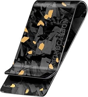MONOCARBON Carbon-Fiber-Money-Clip-for-Men, Minimalist-Money-Holder for Cash, High Elastic Carbon-Fiber-Wallet, Slim and Durable, Forged Matte Gold, Minimalist