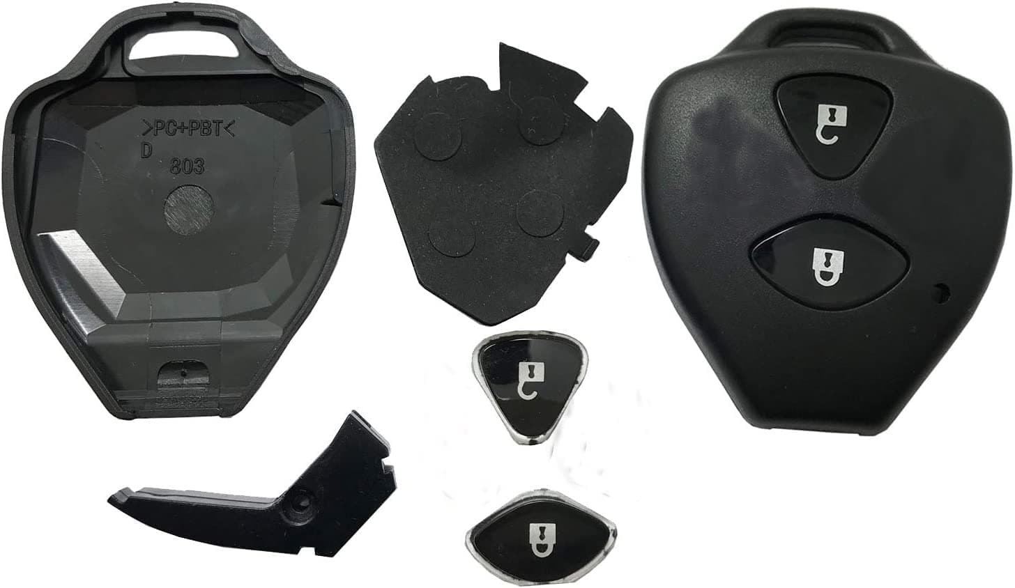 ABUNDANCE 2 Button Replacement Key Cover (Shell) Compatible for Toyota INNOVA,FORTUNER, ETIOS, Camry, Corolla etc (NO Key Cutting Required)(Original Key CAN Used)