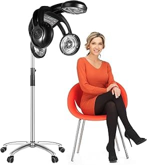 Salon Hair Color Processor & Dryer - 5 Bulbs Control, 0-176F Temp Adjust, 53.9-64.5in Height Adjust, 4-in-1 Perm Machine, 110v 1400w, Black