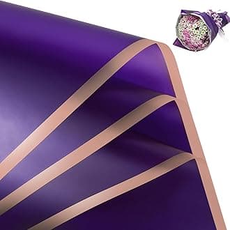 NESCCI 20 Sheets Flower Wrapping Paper - Waterproof Floral Bouquet Wrapping Paper, Florist Supplies Packaging Paper for Wedding Birthday Gift DIY (Deep purple)