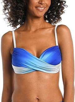 La Blanca Womens Over The Shoulder Wrap Bikini Swimsuit Top