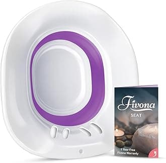 Fivona Sitz Bath for Toilet Seat Postpartum and Hemorrhoids Care - Yoni Steam Seat - Foldable Basin for Epsom Salt Soak - Portable Bidet BPA Free Temperature Resistant - Universal Fit - Purple