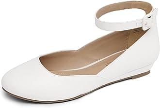 DREAM PAIRS Women's Ballet Flats Pumps Ballerina Ankle Strap Elastic Low Wedge Sandals Round Toe Comfy Dolly Shoes