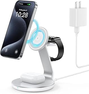 HERRBOL 3 in 1 wireless charging station for Apple Devices,Magsafe charger Stand for iPhone 16 15 14 13 12 Pro/Max/Plus/Mini Wireless Charger Station for AirPods 2/3/Pro iWatch Ultra/8/7/SE/6/5/4/3/2