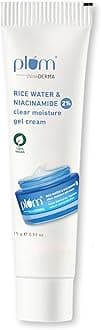 Plum 2% Niacinamide & Rice Water Superlight Gel Cream Moisturizer for Face | Oil-Free Hydration | Brightens, Fades Blemishes | Dermat-Tested | All Skin Types | Women & Men | 100% Vegan | 15 g
