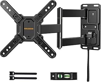 Perlegear RV TV Mount for Camper Trailer Motor Home Truck, Full Motion RV TV Wall Mount with Articulating Arm Swivels Tilts