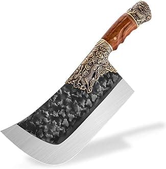 Purple Dragon Meat Cleaver Knife Heavy Duty Butcher Knife Hand Forged Professional Bone Chopper outdoor Knife High Carbon Steel Sharp for Home or Restaurant with Gift Box