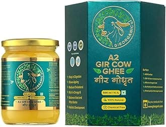 GirOrganic A2 Pure Ghee,Vedic Bilona Method 500ml, Glass Bottle