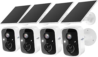 Solar Camera Security Outdoor, 4 Pack 100% Wireless 3K 4MP Surveillance Indoor WiFi Smart Cameras for Home Security Outside, PIR/AI Motion Detection, Waterproof, Color Night Vision, 2-Way Audio