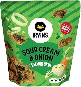 IrvinsSour Cream & Onion Salmon Skins, 2.8 Ounce (Pack of 6)
