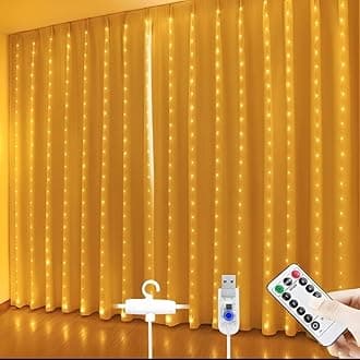 Desidiya 8 Modes Curtain Lights 300 LEDs 10 Fairy Light 3Mtr Each Indoor/Outdoor Decoration for Diwali, Christmas, Wedding, Ramzan, Party, Home, Patio Lawn with Remote & USB Power Supply (White)