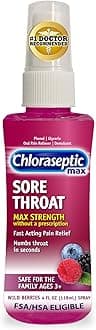 Chloraseptic Sugar-Free Sore Throat Relief Spray, Wild Berry, Spray Soothes Throat Pain in Seconds, 4 Fl Oz