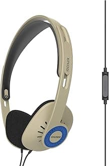 Koss KPH30iRB On-Ear Headphones, in-Line Microphone and Touch Remote Control, D-Profile Design, Wired with 3.5mm Plug, Rhythm Beige