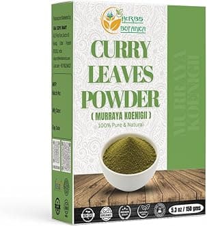 Herbs Botanica 100% Natural Grown Dried Curry Leaves Powder 150gms / 5.3 oz | Promotes Hair Growth Formulation | Strong Hair | Hair Volume | Thicker Hair