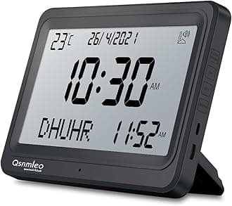 Azan Clock for USA-Automatic Worldwide Digital 8 Azan Prayer Sounds Islamic Wall and Desk Clock (Jet Black)