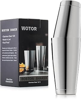 Boston Cocktail Shaker Set, 18 oz & 28 oz Stainless Steel Weighted Shaker Tins, Metal Martini Shaker Drink Mixer for Bartending, professional Bar Tools for Bartender （Sliver）