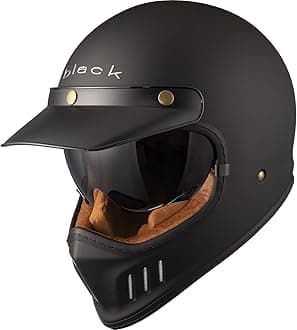 Black Royale Solid Retro Motorcycle Helmet