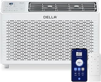 DELLA 14,000 BTU Window Air Conditioner, Work with Alexa, Cools Up to 700 Sq. Ft., GEO Location, Remote/App Control, Dehumidifier, Fan, Reusable Filter, Easy Install Kit
