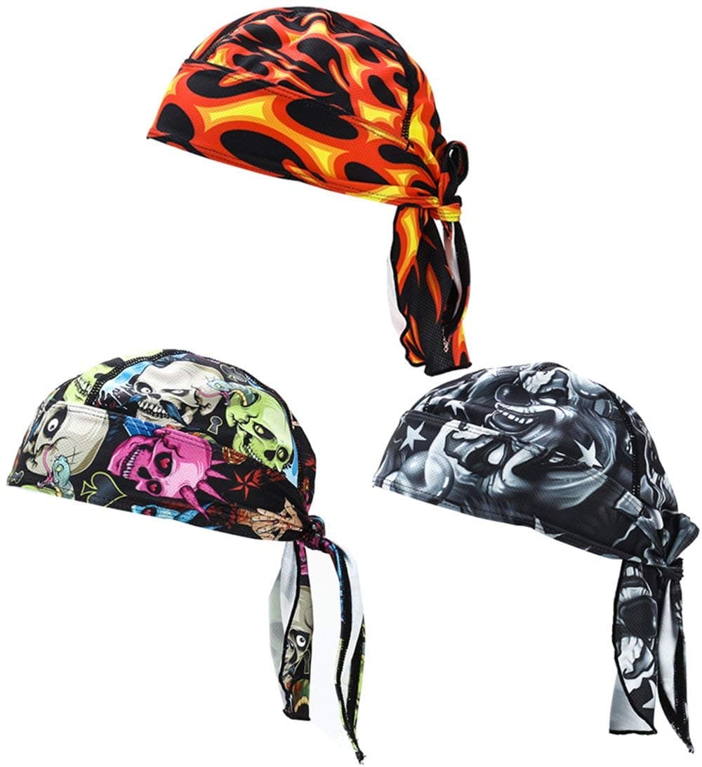 Bicycle Running mask doo rag Skull Cap Skull hat Pack of 3 (Set 1)
