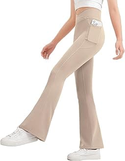 JOCMIC Girls Flare Leggings Kids Bell Bottom High Waisted Yoga Dance Flared Bootcut Pants