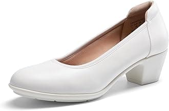 Women's Low Chunky Heels Comfortable Block Work Pumps Closed Round Toe Dress Shoes for Office Business