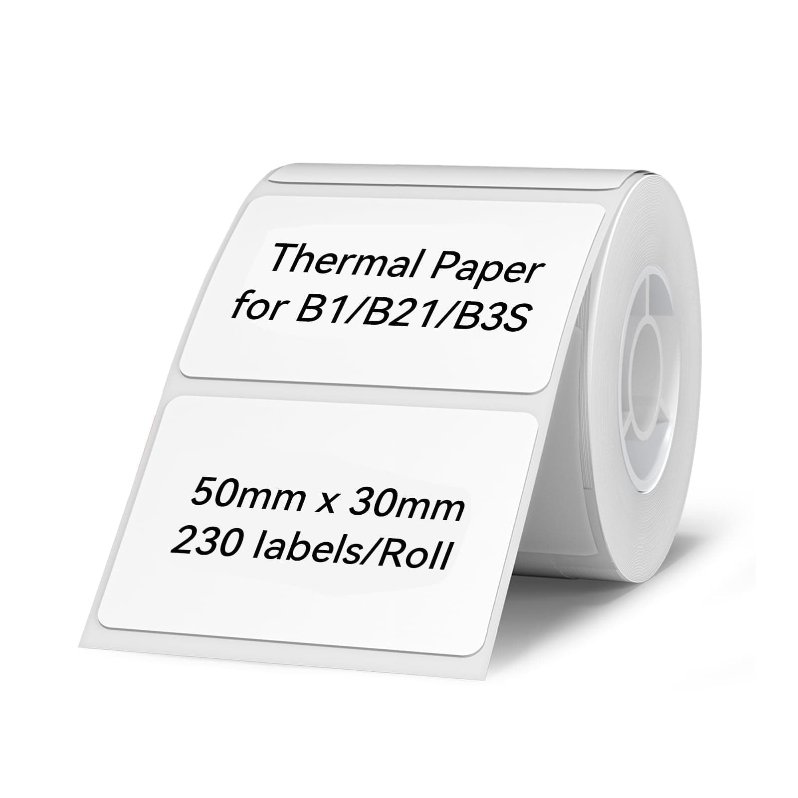 NIIMBOT Labels for B1/B2/B21/B3S/K3 Lable Printer, 2" x 1.18" (50×30 mm) Waterproof Sticker Paper Shipping Address Labeling Replacement with Self-Adhesive - 1 Roll of 230pcs (White)
