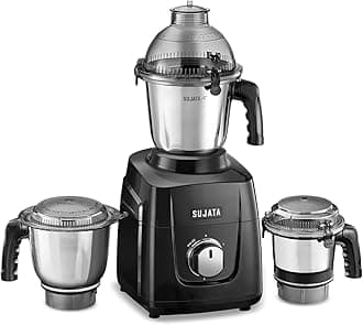 MG02 Mixer Grinder|1000 Watts Double Ball Bearing Motor|24000 RPM|Non-Stop 90 Mins Running|3 Food Grade Steel Jars including 1500ml Multipurpose, 1000ml Grinder, 500ml Chutney Jar| (Black)
