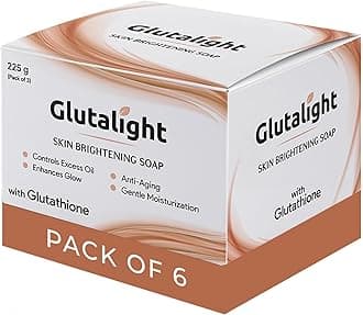 Glutalight Soap | Glutathione Soap | Body Tan Removal Soap | Detan Soap | Sabun Soap | Bath Soap Combo Offers | Shop Bath Soap | Bathing Soap | Helps Control Excess Oil | For Glowing Skin - Pack of 6