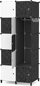 HOMIDEC Portable Wardrobe 10 Cube Closet with 1 Clothes Hanging Rail, 14"x18" Deeper Cube Combination Armoire Modular Cabinet Storage Organizer for Bedroom Clothes Shoes Toys