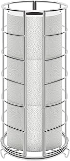NearMoon Toilet Paper Organizer Stand, Free Standing 3 Rolls Tissue Storage, Metal Bathroom Accessory, Rustproof Toilet Roll Holder for Kitchen Countertop Inside Cabinet Shelf(Metal Base, Chrome)
