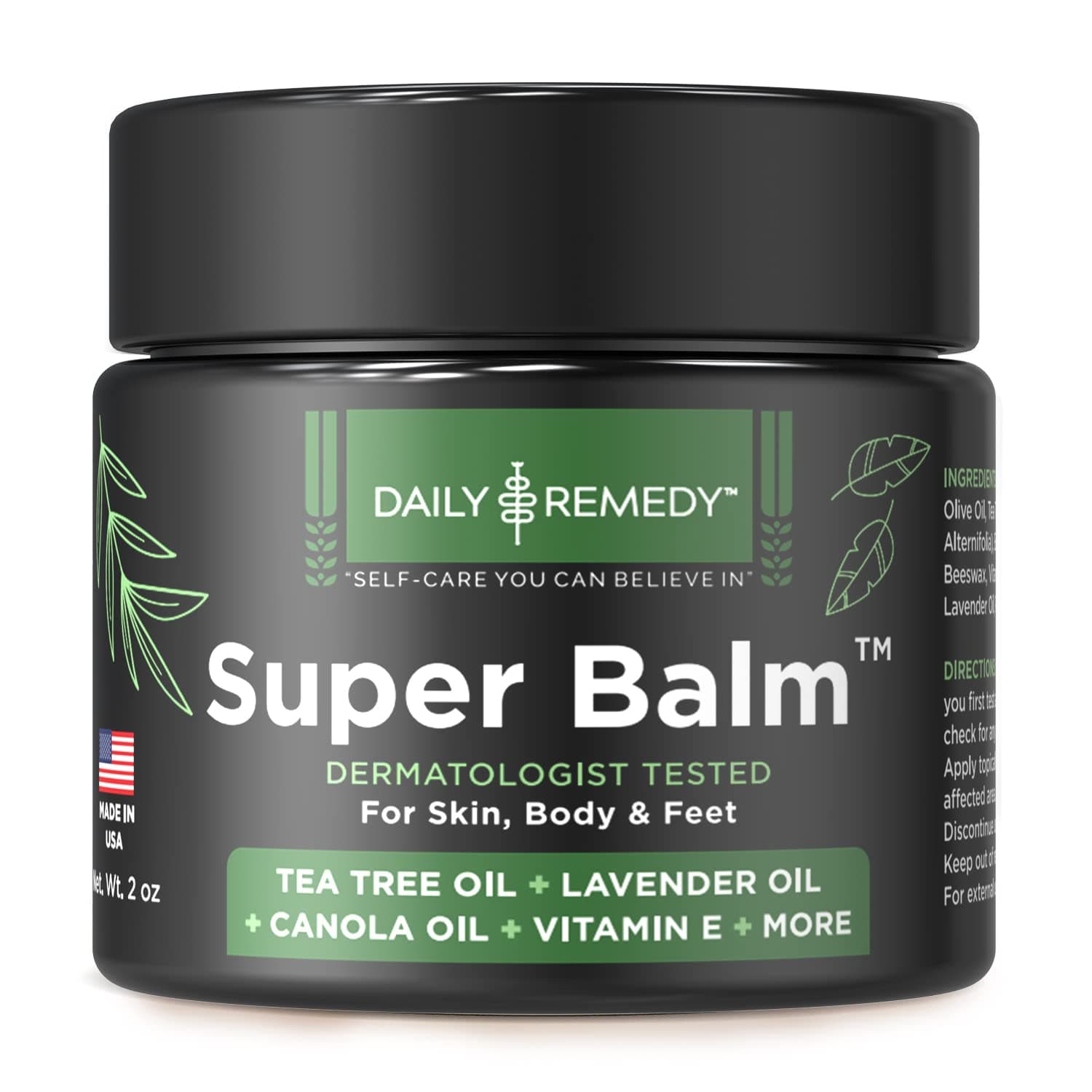 Tea Tree Oil Extra Strength Super Balm - Athletes Foot Cream Combats Ringworm, Jock Itch, Nail Issues - Nourishes Cracked Itchy Skin on Body & Feet - Made in USA