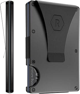 The RidgeMen's Wallet Authentic Minimalist Titanium Metal RFID Blocking Wallet - Burnt Titanium Money Clip | RFID Minimalist Wallet, Slim Wallet