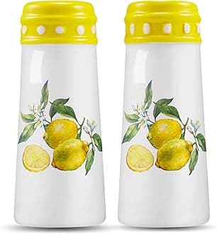 Lemon Salt And Pepper Shakers - Lemon Kitchen Decor and Accessories, Farmhouse Cute Salt Pepper Shaker Set Lemon Decor for Kitchen, Large Seasoning Shakers - Lime Collectable Lemon Mothers Day Gifts
