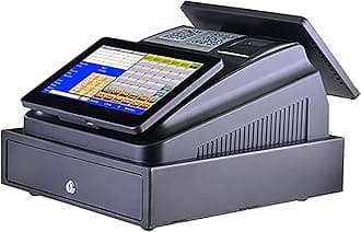10.1'' touch pos system,POS terminal with dual display Led 8 Digital Display Retail Point of Sale System and Cash Register Drawer, 58MM Thermal Printer Software, for Retail Stores POS System