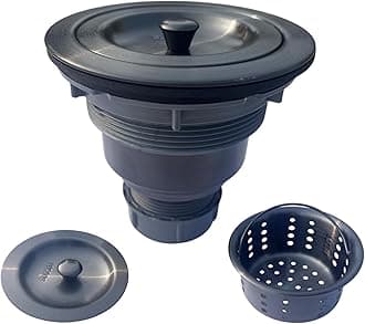 Lynnado Sink Strainer Kitchen Sink Drain Assembly Kit 3-1/2 Inch with Kitchen Sink Drain Basket,304 Stainless Steel Sink Stopper & Cover Lid，Stainless Steel Matt Black