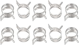sourcing map 10pcs 11mm Spring Band Type Action Fuel/Silicone Vacuum Hose Pipe Clamp Low Pressure Air Clip Clamp, Nickel Plated