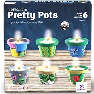 Pretty Pots Painting and Candle Making Art and Craft Kit for Girls Age 9-12 - DIY Creative Activity Set for Kids 8-12 - Birthday Gift for 8 9 10 11 Year Old Girl - Pottery Painting Project