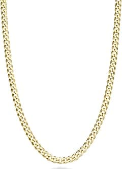 MiabellaSolid 18k Gold Over Sterling Silver Italian 3.5mm Diamond Cut Cuban Link Curb Chain Necklace for Women Men, 16"-18"-20"-22"-24"-26"-30" (16)