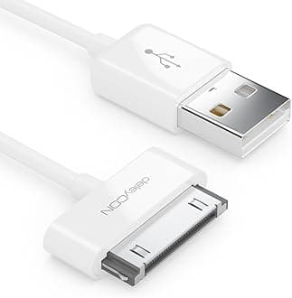 deleyCON 0.5m 30-Pin USB Cable - Dock Connector Sync- Charging- & Data Cable - Compatible with IPhone 4s 4 3Gs 3G IPad IPod - White