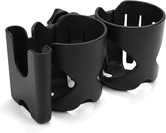 Accmor 2-in-1 Stroller Cup Holder with Phone Holder, Universal Cup Holder with Dual Cup Holders, Large Caliber Designed Cup Holder, 360 Degrees Rotation Cup Drink Holder, Black