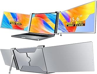 Laptop Screen Extender,15.6” FHD 1080P IPS Proteble Monitor,15.6-17.3” Laptops.Laptop Screen Extender with Build-in,HDMI/Type-C/USB-A Plug and Play Display for Windos and iOS
