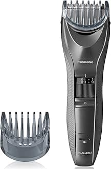 Panasonic Performance Hair Clippers with 2 Attachments and Adjustable Length Settings, Corded or Cordless Trimmer for Hair and Beard - ER-GC63-H (Silver)