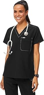 BEI Cargo Scrub Top for Women — Classic Fit, V-Neck, 1 Pocket, Anti-Wrinkle, 4-Way Stretch — Amazon Exclusive