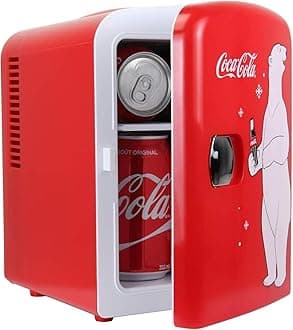 Coca-Cola 12V Portable 4L Cooler/Warmer, AC/DC Powered, Power Cords Included, Compact Travel Speaker and Personal Mini-Fridge, Unique Gift for Music-Lovers