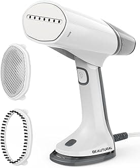 BEAUTURAL Travel Steamer for Clothes Portable Mini with Dual Voltage, Foldable Handheld Garment Fabric Wrinkle Remover, 100-220V Steam Iron for Worldwide Use Such as Europe