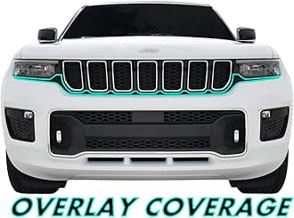 SlickMod Chrome Delete Blackout Vinyl Overlay for 2021-2023 Jeep Grand Cherokee L Front Bumper Trim (2. Front Bumper Trim, Matte Black)