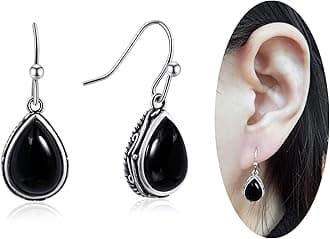 Vintage Teardrop Birthstone Dangle Earrings for Women Trendy, Gemstone Drop Earrings with Silver Hook Birthstone Jewelry for Christmas Gift