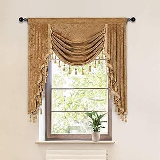 ELKCA Bronze Thick Chenille Waterfall Valance for Living Room Luxury Window Curtains Valance for Bedroom (Bronze, W39 Inch, 1 Panel)