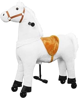 Ride on Horse for Kids, (42.5'' Height) Horse Ride on Toy, Riding Horse Rider Mechanical Walking Action Plush Animal for 6 Years Old to Adult, No Battery or Electricity, Max Load 187 LBS - WT
